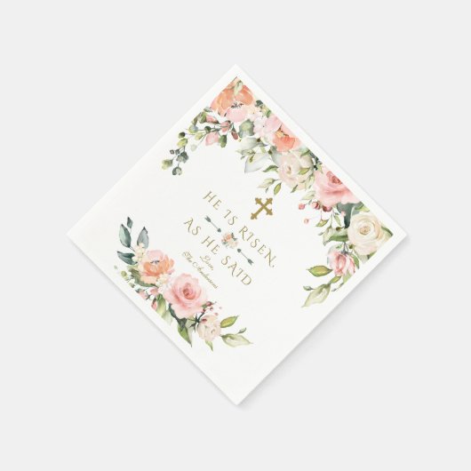 Roze Blush Crème Bloemen Hij Is Gezonden Gouden Pa Servet (Hoek)