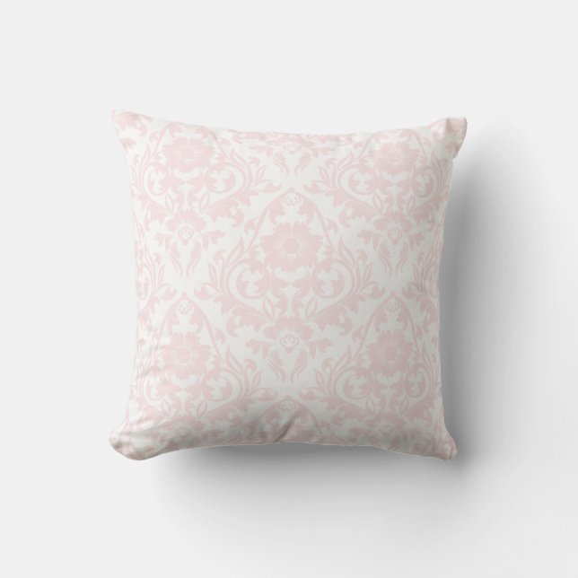 Roze Blush Damask Floral Traditional Pillow Kussen (Voorkant)