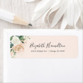 Roze Blush Delicate Bloemen Waterverf Elegant Etiket (Insitu)