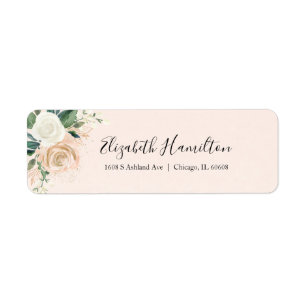 Roze Blush Delicate Bloemige Waterverf Elegant Etiket