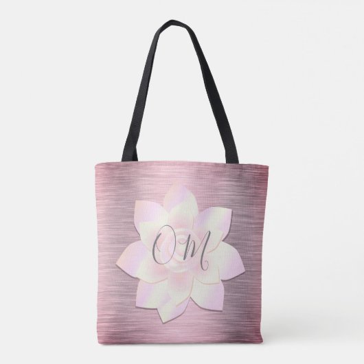 Roze Blush Elegant Lotus OM Canvas tas (Achterkant)