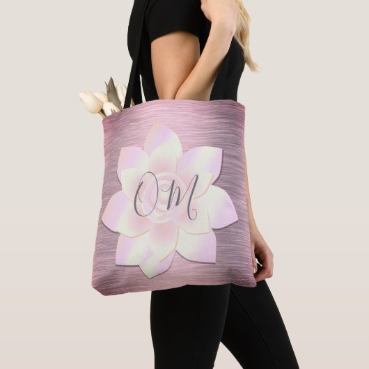 Roze Blush Elegant Lotus OM Canvas tas (Dichtbij)