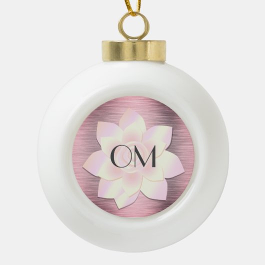 Roze Blush Elegant Lotus OM Keramische Bal Ornament (Voorkant)