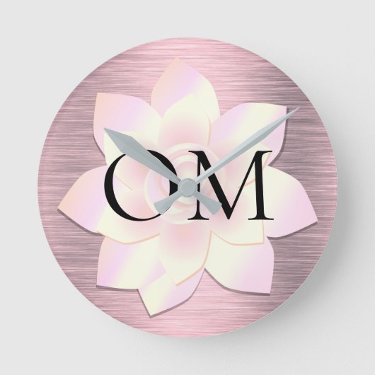 Roze Blush Elegant Lotus OM Ronde Klok (Voorkant)
