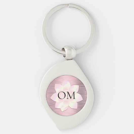 Roze Blush Elegant Lotus OM Sleutelhanger (Voorkant)