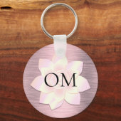 Roze Blush Elegant Lotus OM Sleutelhanger (Voorkant)