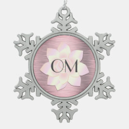 Roze Blush Elegant Lotus OM Tin Sneeuwvlok Ornament