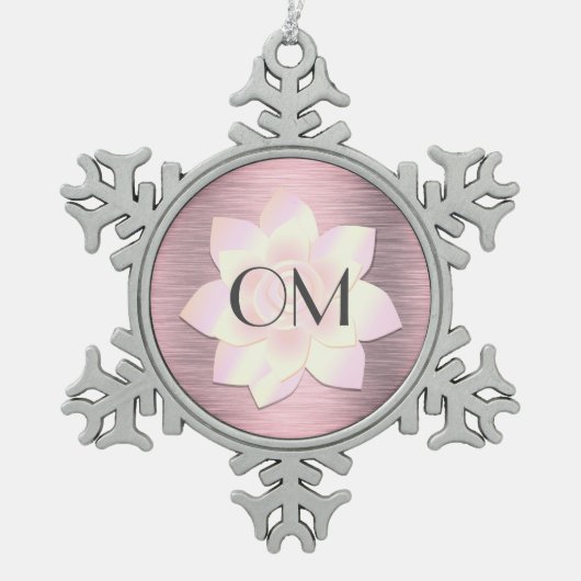 Roze Blush Elegant Lotus OM Tin Sneeuwvlok Ornament (Voorkant)