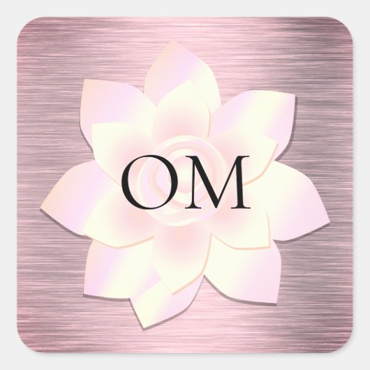 Roze Blush Elegant Lotus OM Vierkante Sticker (Voorkant)