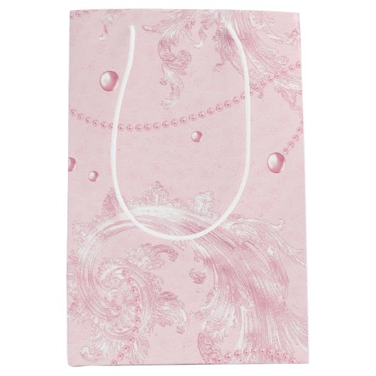  Roze Blush Elegant Parels Vrijgezellenfeest Medium Cadeauzakje (Voorkant)