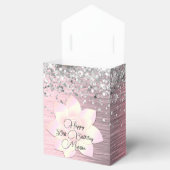 Roze Blush Elegante Lotus Bloem Glittery Verjaarda Bedankdoosjes (Geopend)