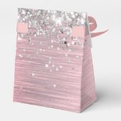 Roze Blush Elegante Lotus Bloem Glittery Verjaarda Bedankdoosjes (Achterkant)