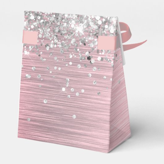 Roze Blush Elegante Lotus Bloem Glittery Verjaarda Bedankdoosjes (Achterkant)