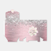 Roze Blush Elegante Lotus Bloem Glittery Verjaarda Bedankdoosjes (Uitgevouwen)