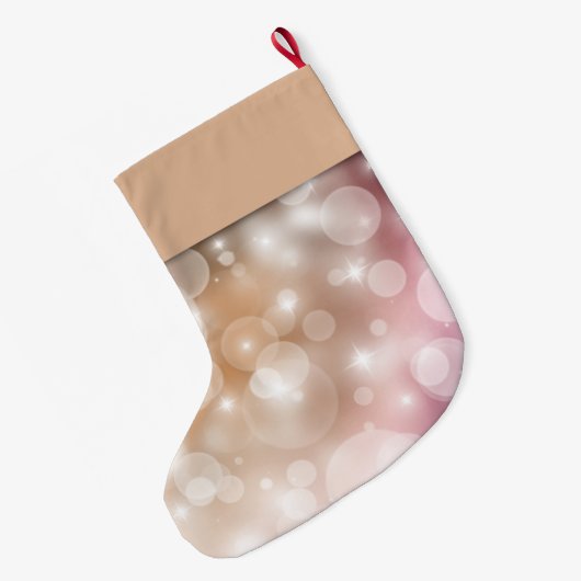 Roze Blush en Bleke Champagne Bokeh Grote Kerstsok (Achterkant (Hangend))