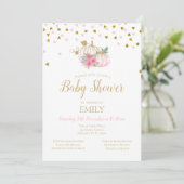 Roze Blush en Gold Pumpkin Baby shower Invitation Kaart (Staand voorkant)