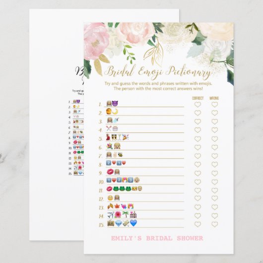 Roze Blush en Gold Vrijgezellenfeest Game PRINED (Voorkant / Achterkant)