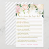 Roze Blush en Gold Vrijgezellenfeest Game PRINED (Voorkant / Achterkant)