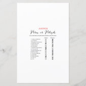 Roze Blush en Gold Vrijgezellenfeest Game PRINED (Achterkant)