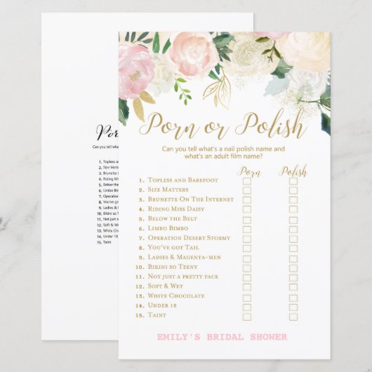 Roze Blush en Gold Vrijgezellenfeest Game PRINED (Voorkant / Achterkant)