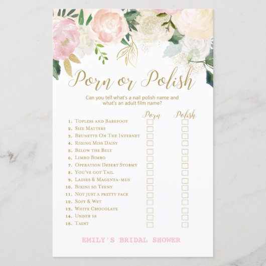 Roze Blush en Gold Vrijgezellenfeest Game PRINED (Voorkant)