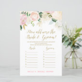 Roze Blush en Gold Vrijgezellenfeest Game PRINED (Staand voorkant)