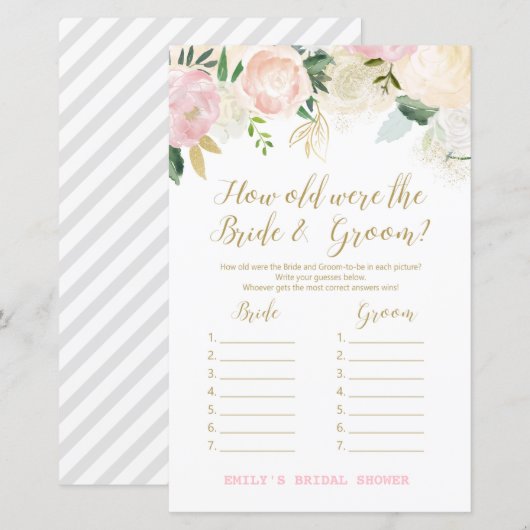 Roze Blush en Gold Vrijgezellenfeest Game PRINED (Voorkant / Achterkant)