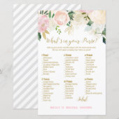 Roze Blush en Gold Vrijgezellenfeest Game PRINED (Voorkant / Achterkant)