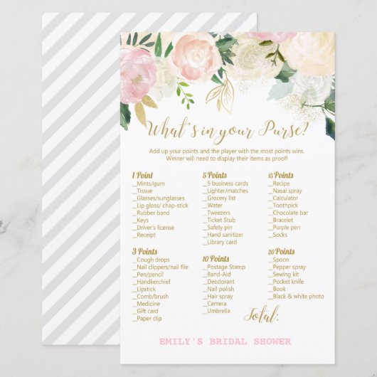 Roze Blush en Gold Vrijgezellenfeest Game PRINED (Voorkant / Achterkant)