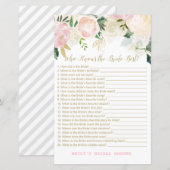 Roze Blush en Gold Vrijgezellenfeest Game PRINED (Voorkant / Achterkant)