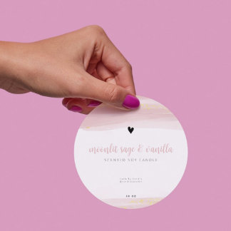 Roze blush en gouden glitter ronde sticker