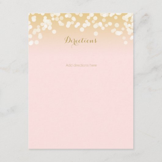 Roze Blush en Gouden Sparkle Informatie Kaart (Achterkant)