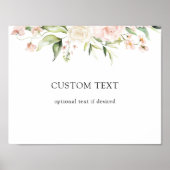 Roze Blush en Greenery Custom Text Sign Poster (Voorkant)
