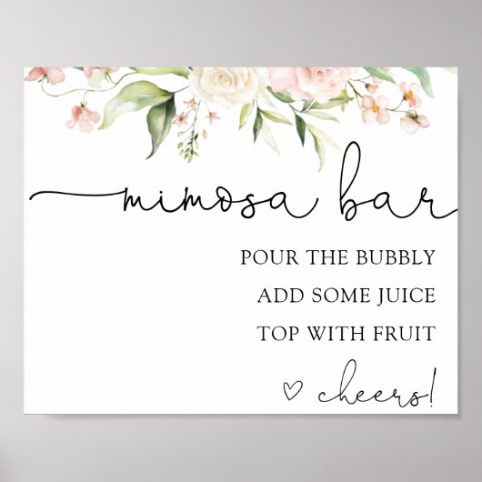 Roze Blush en Groene Mimosa Bar Drinkbord Poster (Voorkant)