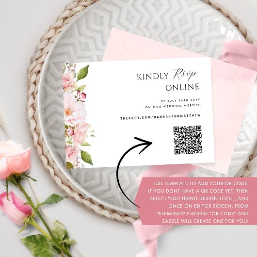 Roze, Blush en Roos Gouden Bruiloft QR Code RSVP