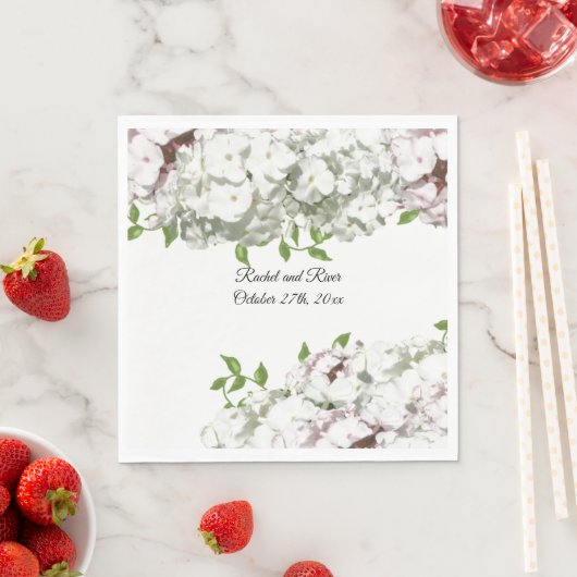 Roze Blush en White Floral Wedding Paper Napkins Servet (Insitu)