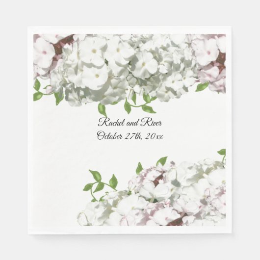 Roze Blush en White Floral Wedding Paper Napkins Servet (Voorkant)