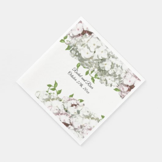 Roze Blush en White Floral Wedding Paper Napkins Servet (Hoek)