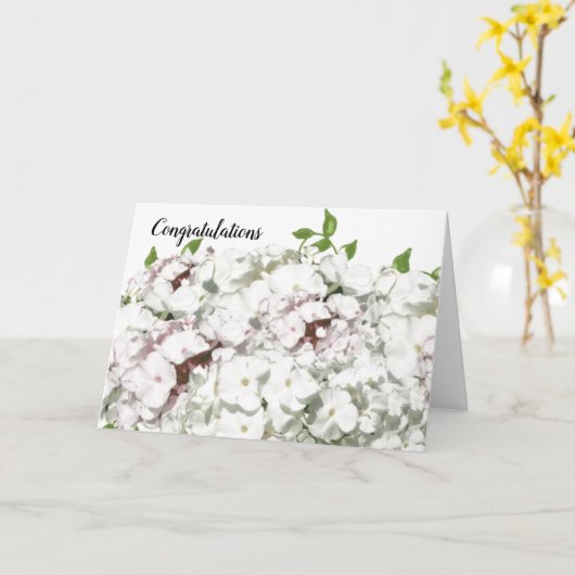 Roze Blush en White Flowers Gefeliciteerd Kaart (Gele Bloem)