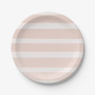 Roze Blush en witte moderne grafische stripes Papieren Bordje
