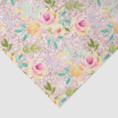 Roze Blush Faux Glitter Sparkle Floral Waterverf Tissuepapier (Detail)