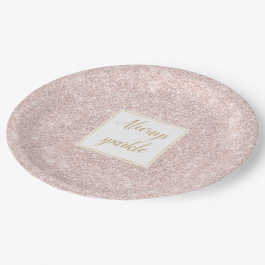 Roze Blush Faux Glitter Sparkle Papieren Bordje (Gekanteld)