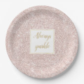 Roze Blush Faux Glitter Sparkle Papieren Bordje (Voorkant)