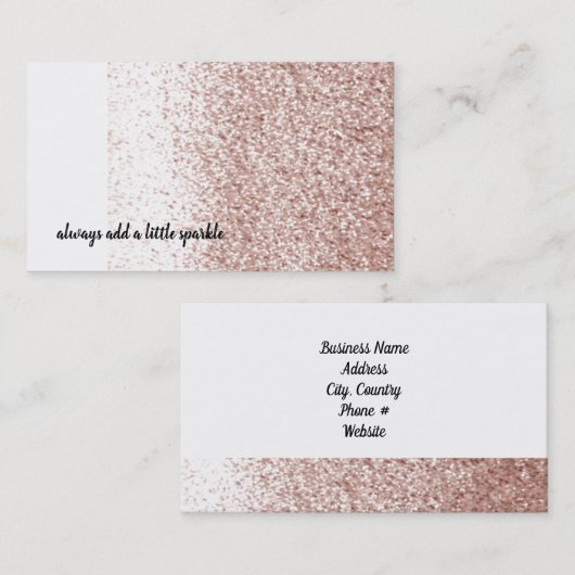 Roze Blush Faux Glitter Visitekaartje (Voorkant / Achterkant)