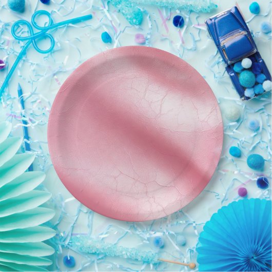 Roze Blush Faux Leather Vrijgezellenfeest Papieren Bordje (Feest)