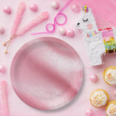 Roze Blush Faux Leather Vrijgezellenfeest Papieren Bordje (Feest)