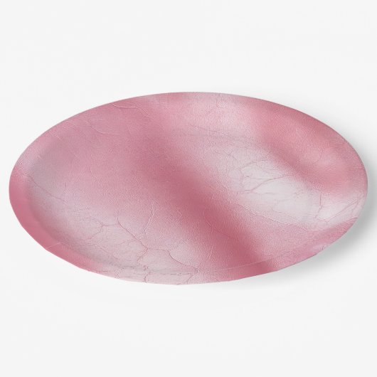 Roze Blush Faux Leather Vrijgezellenfeest Papieren Bordje (Gekanteld)