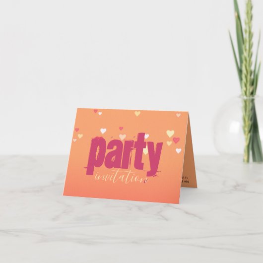 Roze Blush Feest Uitnodigingskaart (Voorkant)