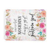 Roze Blush Floral Aangepast gewoon getrouwd Magneet (Horizontaal)