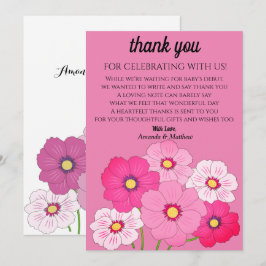 Roze Blush Floral Baby shower Hartelijk dank Kaart